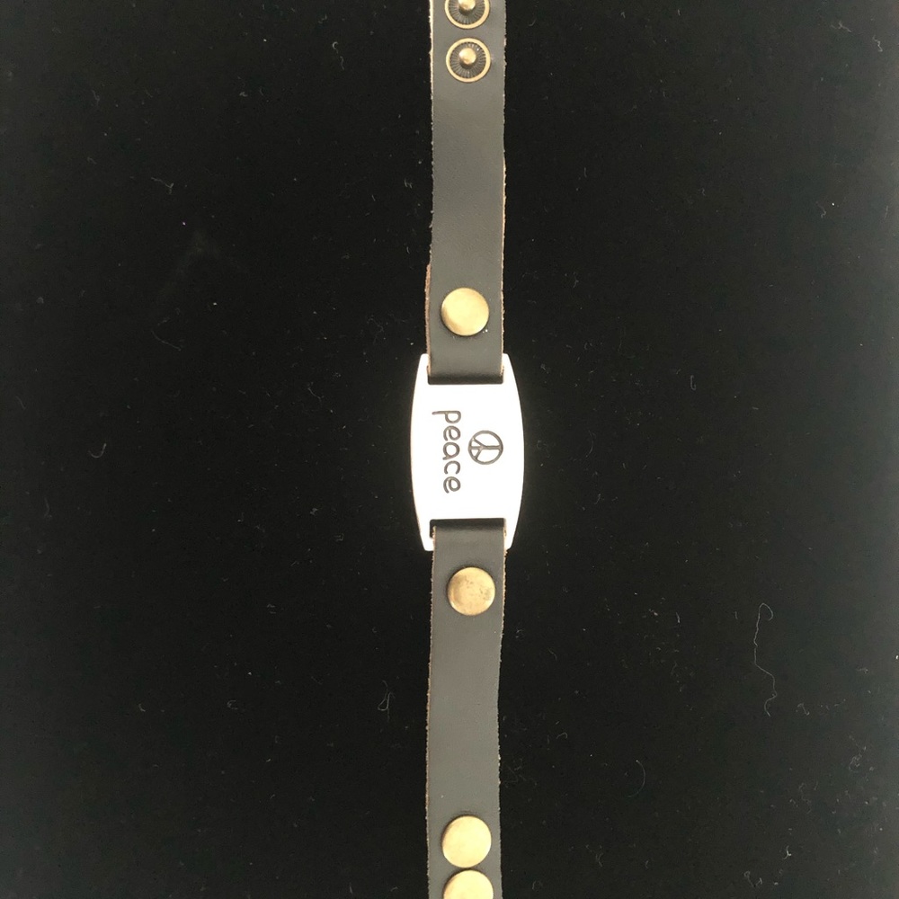 Leather Studded Peace Bracelet